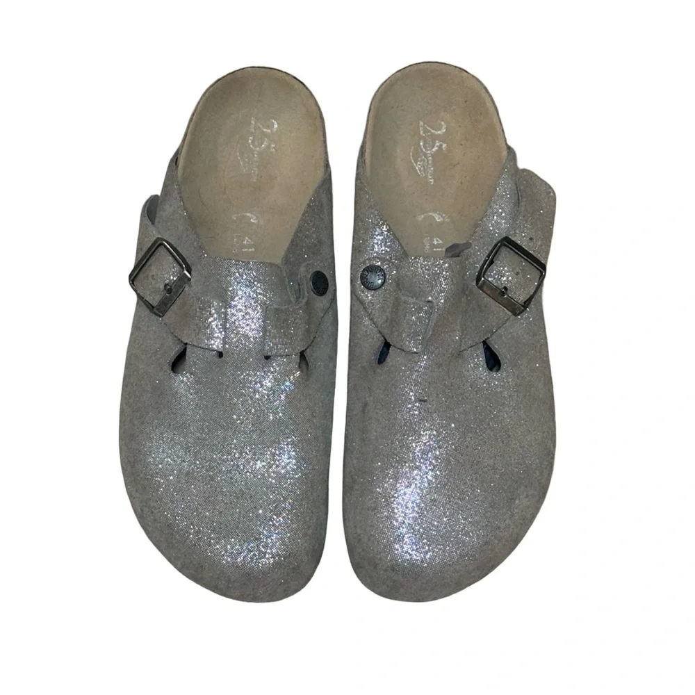 Birkenstock Silver Glitter Mules - Picture 1 of 7